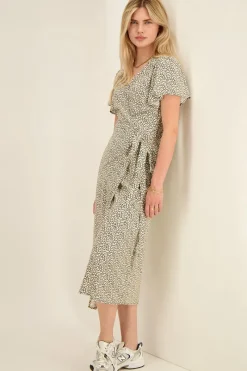 My Jewellery Robe Midi Vert à Imprimé Noir Et Blanc Blanc/Noir Discount