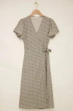 My Jewellery Robe Midi Vert à Imprimé Noir Et Blanc Blanc/Noir Discount