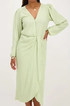 My Jewellery Robe Midi Verte à Chevauchement Vert menthe/Vert Sale