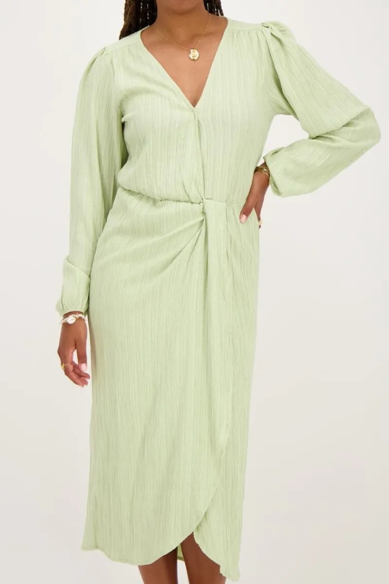 My Jewellery Robe Midi Verte à Chevauchement Vert menthe/Vert Sale