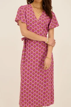 My Jewellery Robe Midi Violette à Motifs Cachemire Violet/Rose/Multicolore/Doré Hot