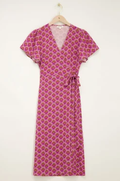 My Jewellery Robe Midi Violette à Motifs Cachemire Violet/Rose/Multicolore/Doré Hot