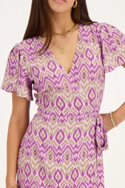 My Jewellery Robe Midi Violette Avec Imprimé Aztèque Violet/Vert Clearance