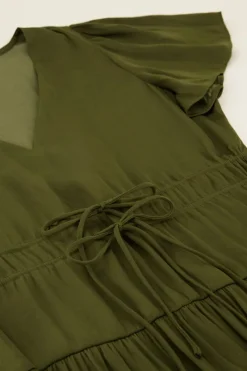 My Jewellery Robe Mi-longue Verte Effet Satin Violet clair/Vert Hot