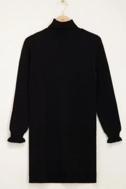 My Jewellery Robe Noire à Col Montant Et Manches à Froufrous Best