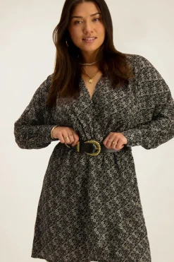 My Jewellery Robe Noire à Fleurs Beiges Outlet