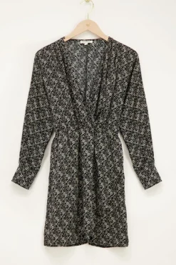 My Jewellery Robe Noire à Fleurs Beiges Outlet