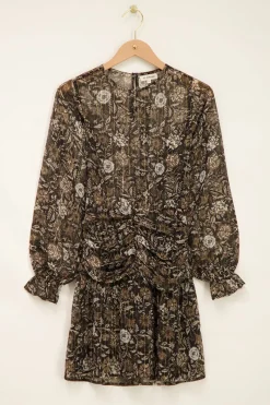 My Jewellery Robe Noire à Imprimé à Fleurs En Mousseline Et Lurex Outlet