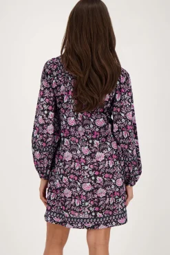 My Jewellery Robe Noire à Imprimé Fleuri Lilas Et Rose Violet/Rose/Noir Sale