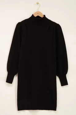 My Jewellery Robe Noire à Manches Bouffantes Et Col Roulé New