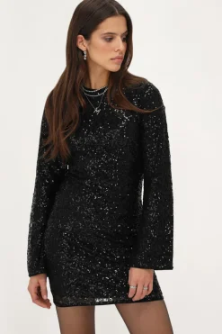 My Jewellery Robe Noire Avec Dentelle Et Paillettes Best