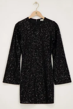 My Jewellery Robe Noire Avec Dentelle Et Paillettes Best