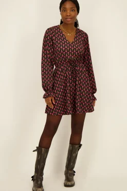 My Jewellery Robe Noire Avec Imprimé Floral Outlet