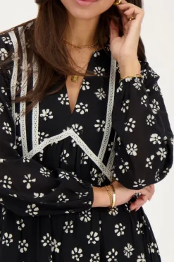 My Jewellery Robe Noire Avec Imprimé Fleuri Blanc Blanc/Noir Clearance