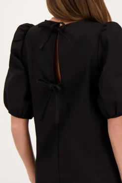 My Jewellery Robe e Avec Nœuds Et Manches Bouffantes Noir Discount