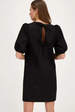 My Jewellery Robe e Avec Nœuds Et Manches Bouffantes Noir Discount
