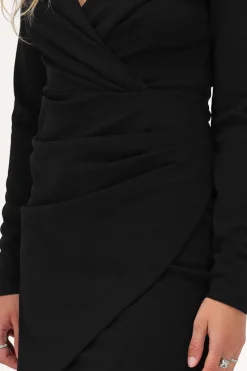 My Jewellery Robe Noire Avec Superposition De Drapés Clearance