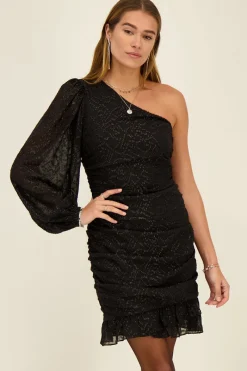 My Jewellery Robe Noire épaule Dénudée Avec Lurex Fashion