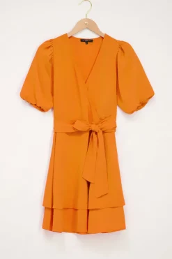 My Jewellery Robe à Volants Superposées Et Manches Bouffantes Orange Online