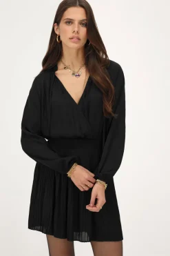 My Jewellery Robe Plissée e Satinée Noir Fashion