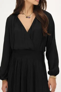 My Jewellery Robe Plissée e Satinée Noir Fashion