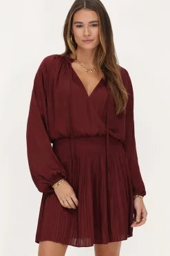 My Jewellery Robe Plissée Aspect Satiné Rouge foncé Hot