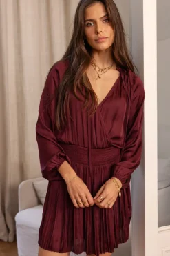 My Jewellery Robe Plissée Aspect Satiné Rouge foncé Hot