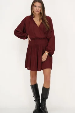 My Jewellery Robe Plissée Aspect Satiné Rouge foncé Hot