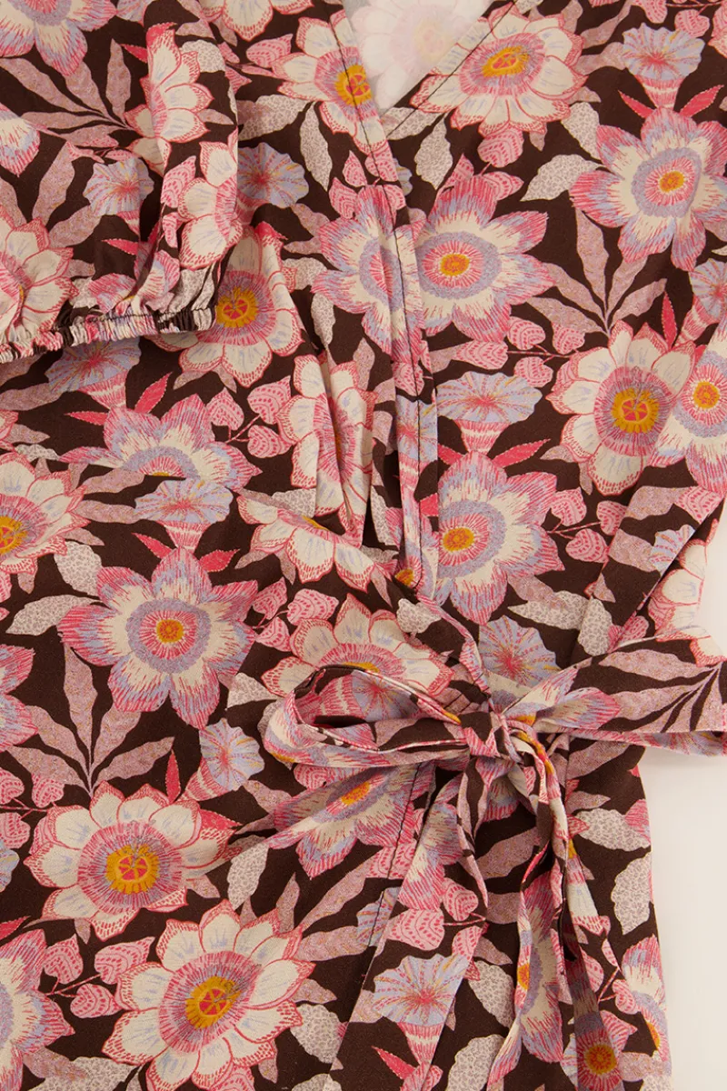 My Jewellery Robe Portefeuille à Manches Bouffantes New