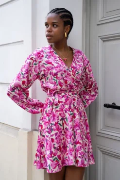 My Jewellery Robe Portefeuille Blanche à Imprimé Floral Rose Best