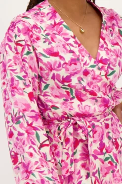 My Jewellery Robe Portefeuille Blanche à Imprimé Floral Rose Best