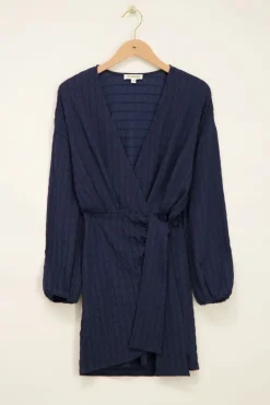 My Jewellery Robe Portefeuille Bleue En Tissu Gaufré Discount