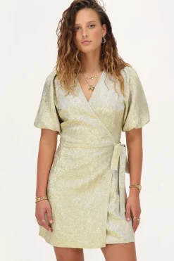 My Jewellery Robe Portefeuille Dorée à Manches Bouffantes Outlet