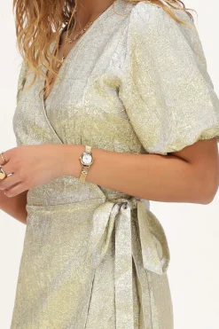 My Jewellery Robe Portefeuille Dorée à Manches Bouffantes Outlet