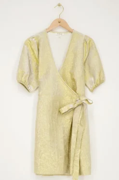My Jewellery Robe Portefeuille Dorée à Manches Bouffantes Outlet