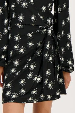 My Jewellery Robe Portefeuille En Crinoline Noire Avec Imprimé Soleil Discount