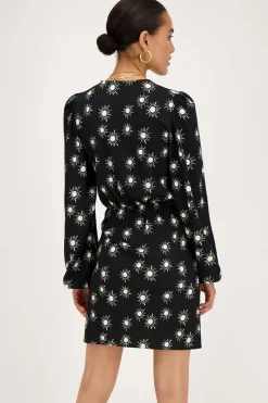 My Jewellery Robe Portefeuille En Crinoline Noire Avec Imprimé Soleil Discount
