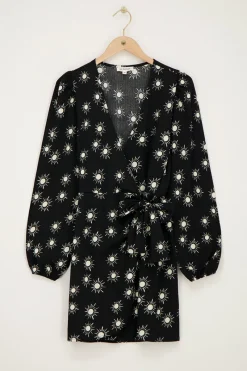 My Jewellery Robe Portefeuille En Crinoline Noire Avec Imprimé Soleil Discount