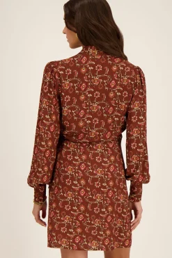 My Jewellery Robe Portefeuille Marron Avec Imprimé Graphique Fashion