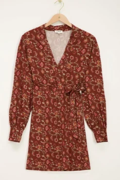 My Jewellery Robe Portefeuille Marron Avec Imprimé Graphique Fashion