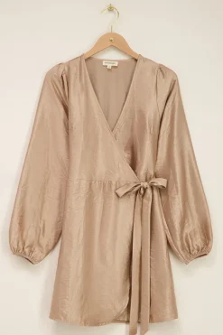 My Jewellery Robe Portefeuille Métallisée Effet Satin Beige Outlet