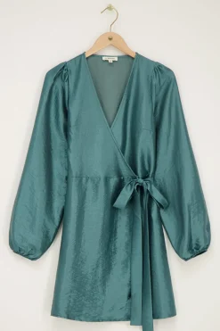 My Jewellery Robe Portefeuille Métallisée e Effet Satin Vert Clearance
