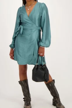 My Jewellery Robe Portefeuille Métallisée e Effet Satin Vert Clearance