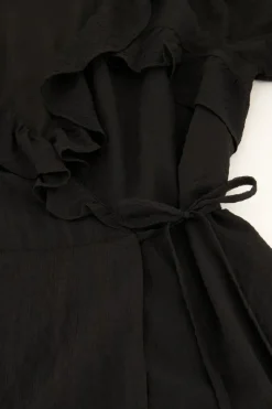 My Jewellery Robe Portefeuille Noire à Volants Outlet