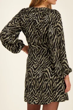 My Jewellery Robe Portefeuille Noire Imprimé Zébré Sale