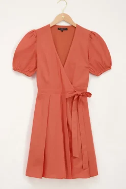 My Jewellery Robe Portefeuille à Manches Bouffantes Rouille Clearance