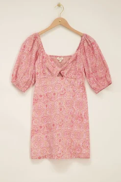 My Jewellery Robe Rose à Motif Cachemire Et Manches Bouffantes Sale