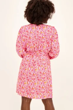 My Jewellery Robe Rose à Motif Floral Et Manches Ballon Discount