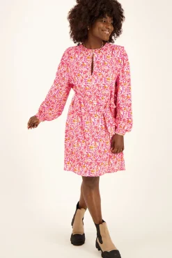 My Jewellery Robe Rose à Motif Floral Et Manches Ballon Discount