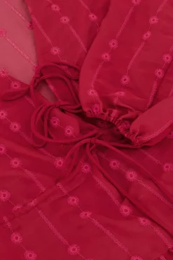 My Jewellery Robe Rouge à Manches Longues Avec Surpiqûres Sur Le Devant Outlet